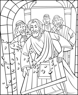 Jesus driving the money changers out of the temple